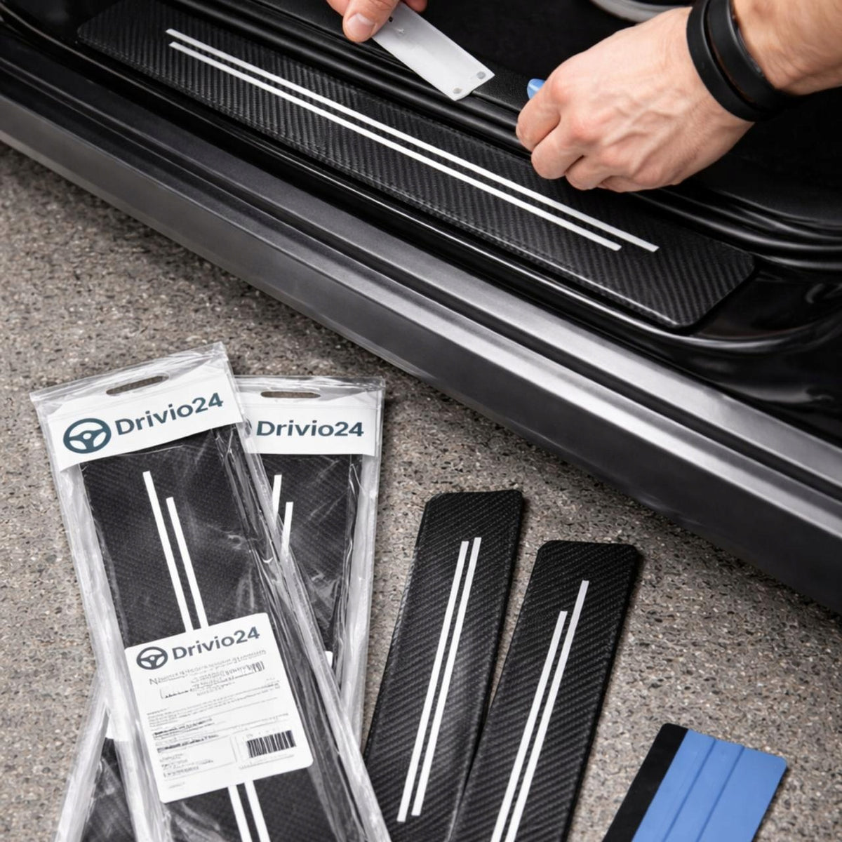 Nakładki na progi drzwi Drivio24 4 szt. carbon 3D ochrona + styl
