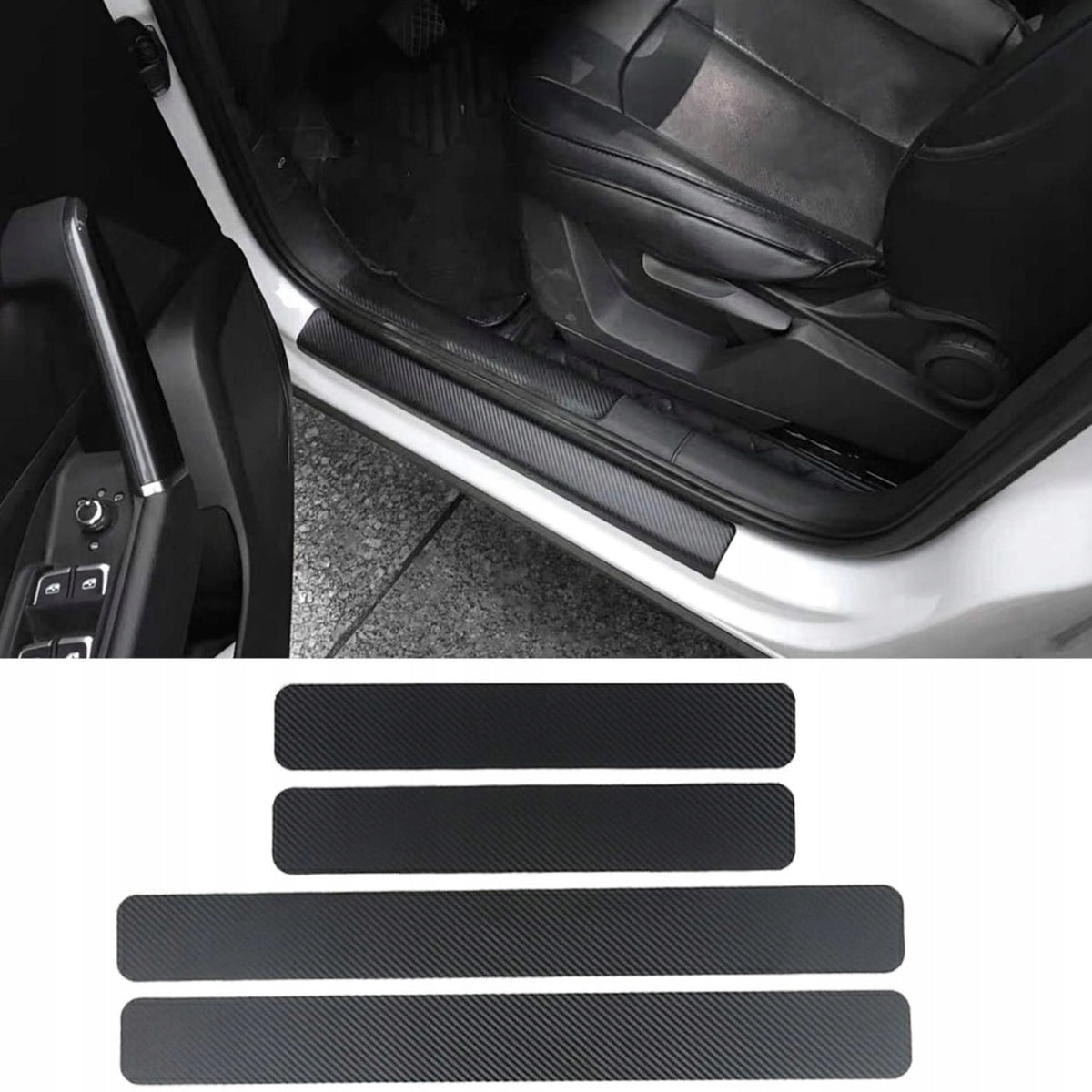 Zestaw 5x nakładki carbon 3D na progi + bagażnik Drivio24