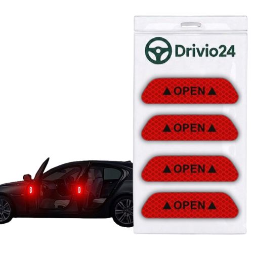 4x Naklejki Odblaskowe Ostrzegawcze Na Drzwi Do Samochodu Samoprzylepne Drivio24