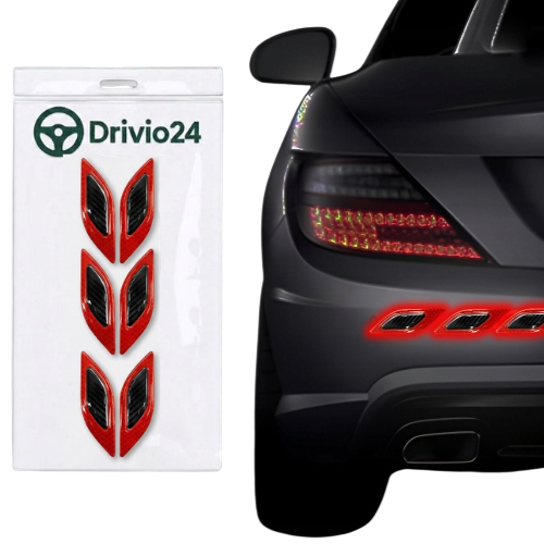 6x Naklejki Odblaskowe Na Samochód Nalepki Folia Ochronna 3D Drivio24
