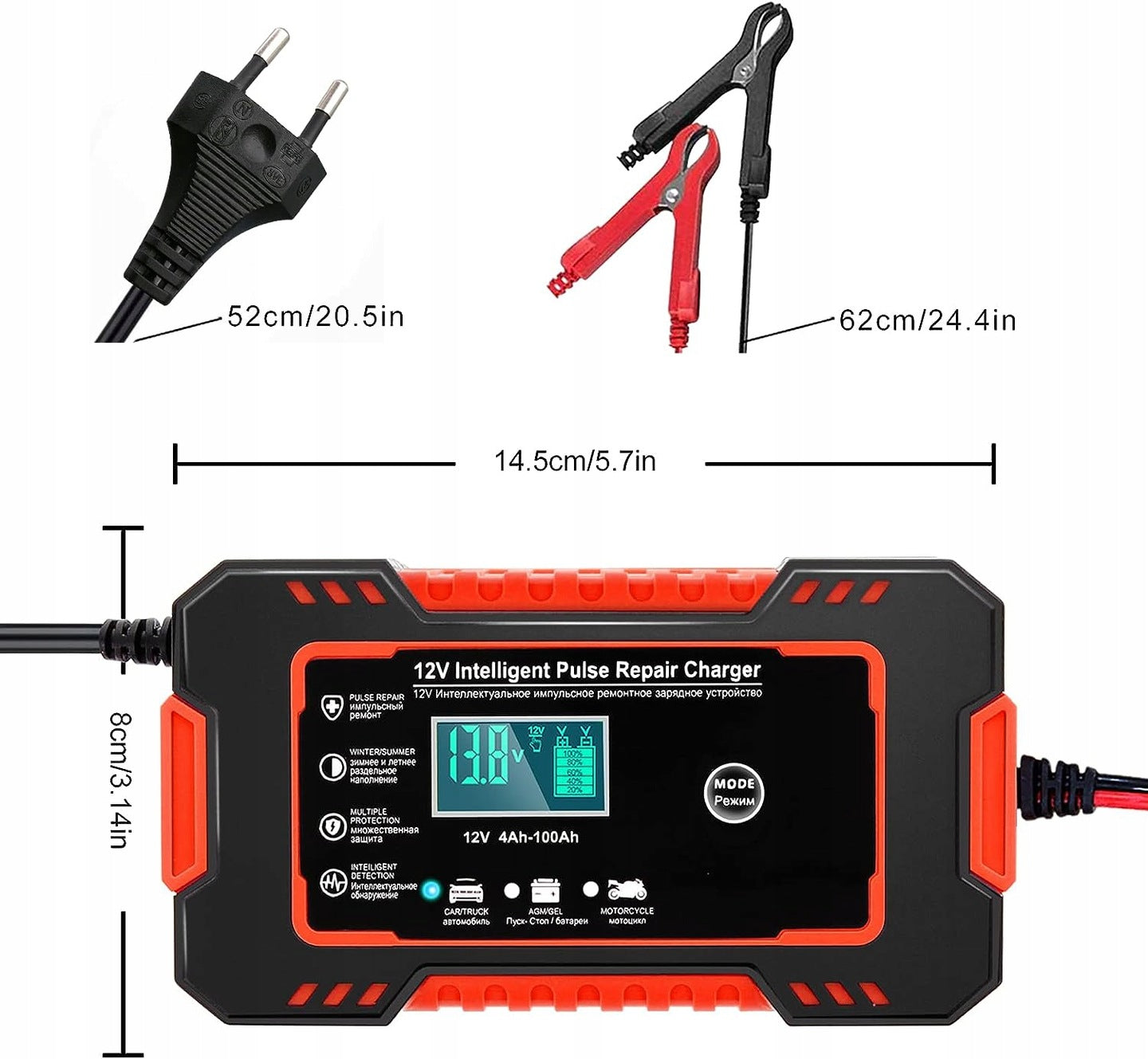 Prostownik Ładowarka do Akumulatora Automatyczny z trybem naprawy 12V 6A