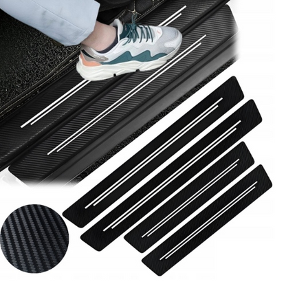 4x Naklejki Nakładki Ochronne Na Progi Samochodu Folia Zestaw 4 Szt Karbon Drivio24