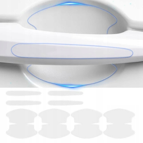 8x Folia Ochronna Naklejki Pod Klamki Samochodu Drzwi Samochodowe Bezbarwne Drivio24