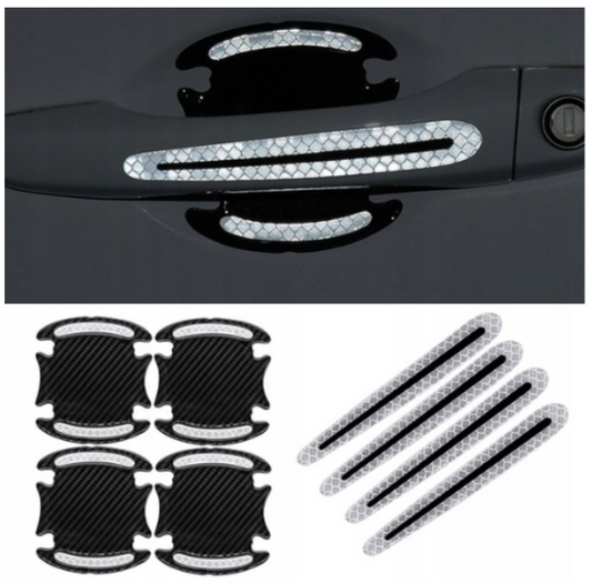 8x Naklejki Odblaskowe Na Samochód Folia Ochronna Pod Klamki Drzwi Drivio24