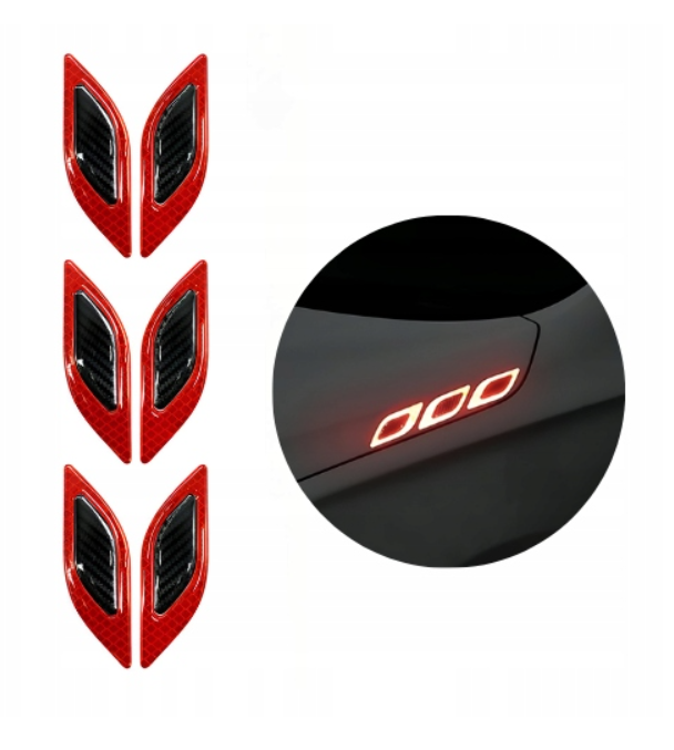 6x Naklejki Odblaskowe Na Samochód Nalepki Folia Ochronna 3D Drivio24