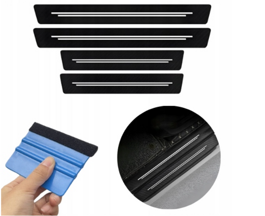 Naklejki Ochronne Na Progi Samochodu 4 Szt Nakładki Karbonowe Folia + Dodatek Rakła Do Instalacji Drivio24