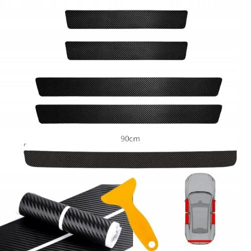 Zestaw 5x nakładki carbon 3D na progi i bagażnik Drivio24
