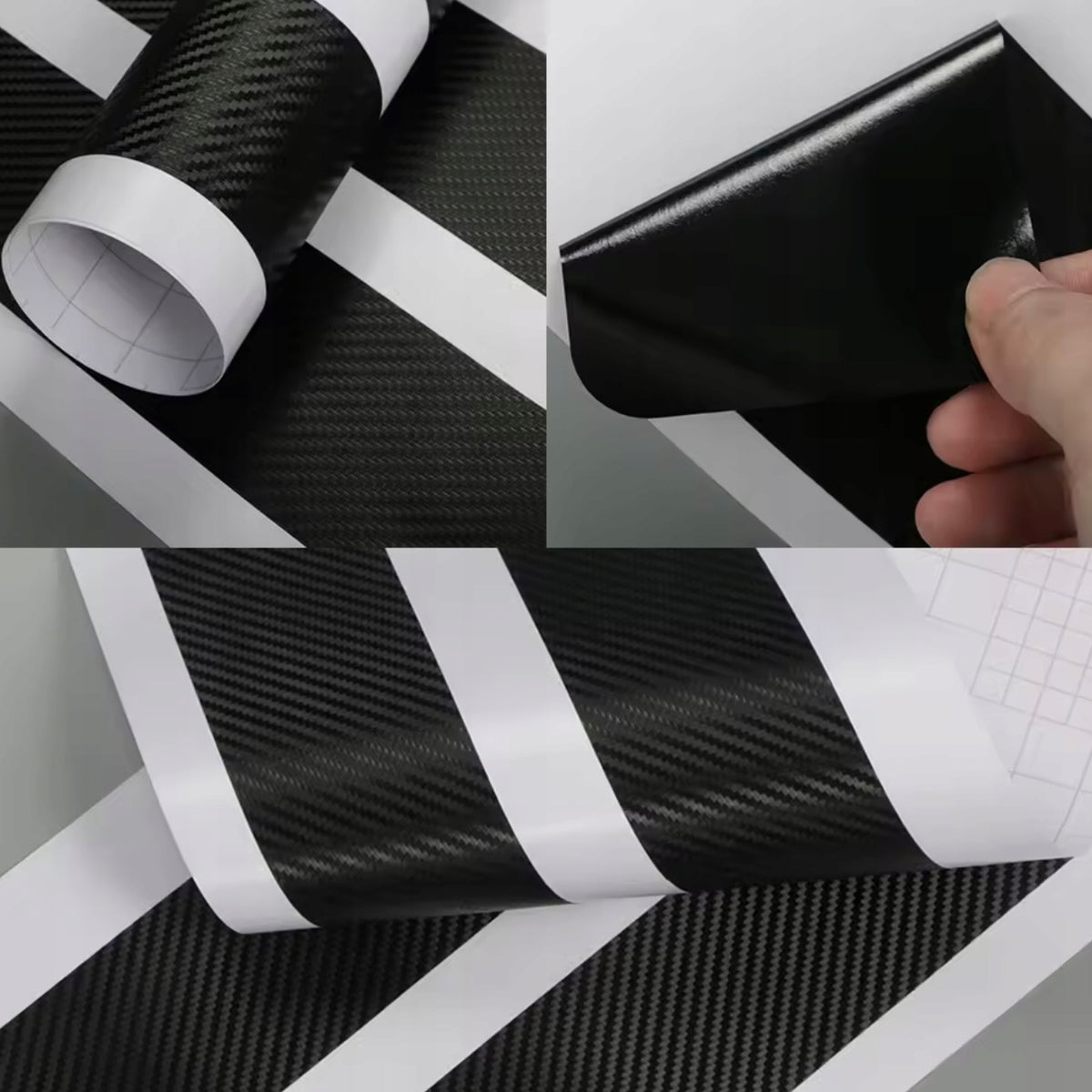 Zestaw 5x nakładki carbon 3D na progi + bagażnik Drivio24