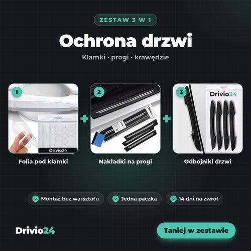 Zestaw Ochrona Drzwi 3 w 1 – folia pod klamki, nakładki na progi, odbojniki